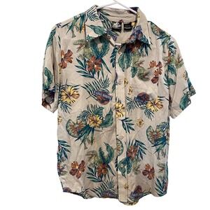 Jurassic World Boys‎ Large 10 / 12 Tan Tropical Dinosaur Aloha Button Down Shirt